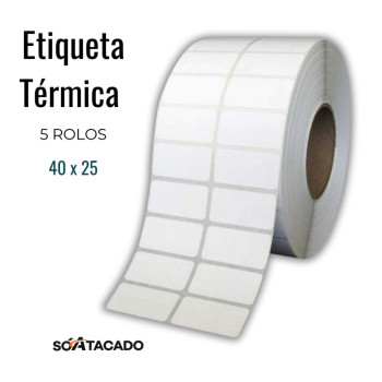 Etiqueta Térmica 40x25 5 Rolos Sku Full E-commerce 2 Colunas