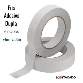 Fita Adesiva Dupla Face 6 Rolos 24mm x 50m